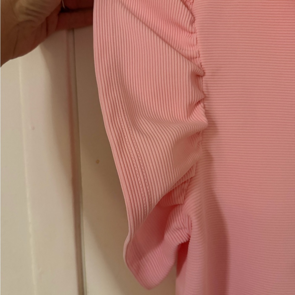 Pink Short Sleeve Zip-Up Top and Pants Set - Picture 4 of 7